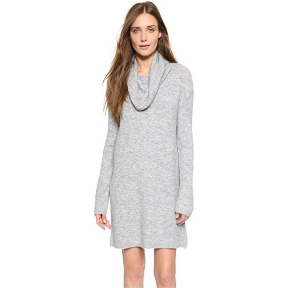 BB Dakota Light Gray Knit Cowl Sweater Dress (Small)
